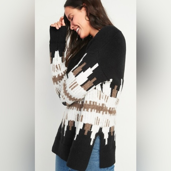 Old Navy - Slouchy Fair Isle V-Neck Tunic Sweater - Size Small - Lightly Worn - Picture 7 of 7